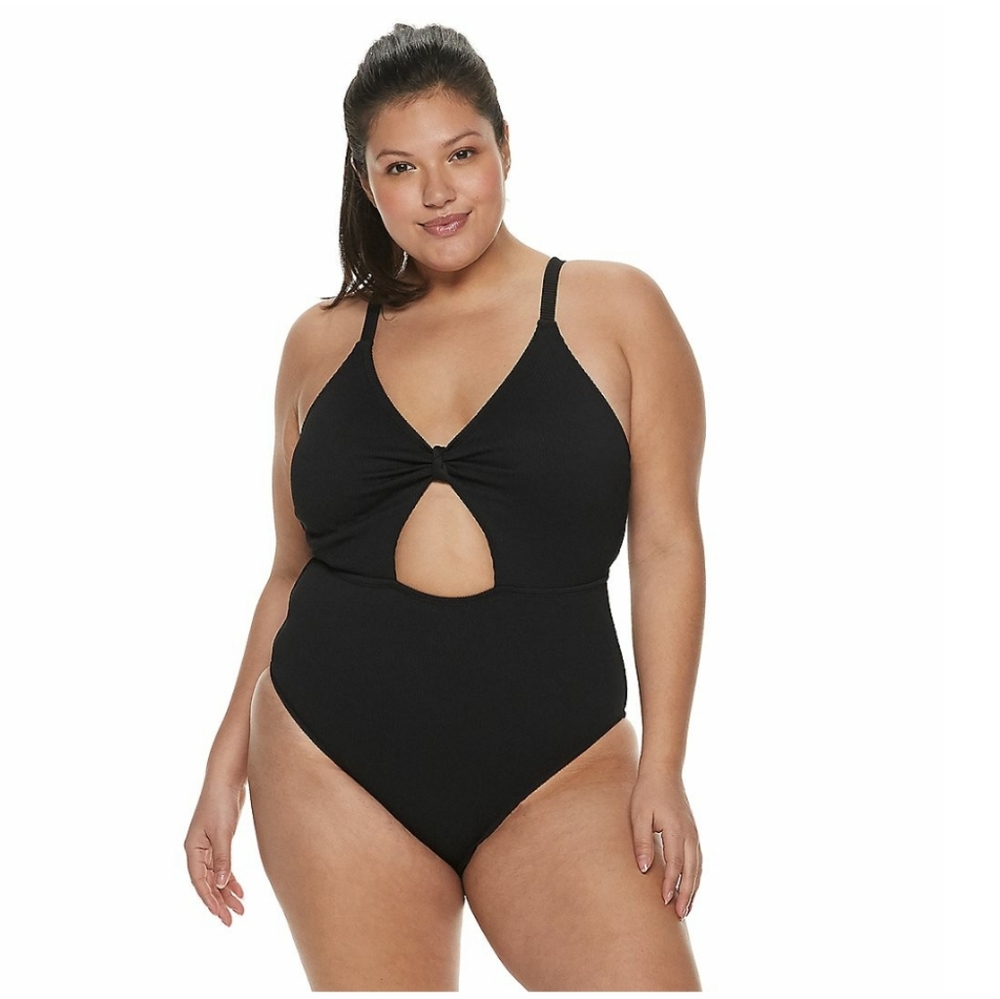 Sexy cutout black 1 piece suit Jr Plus 3X